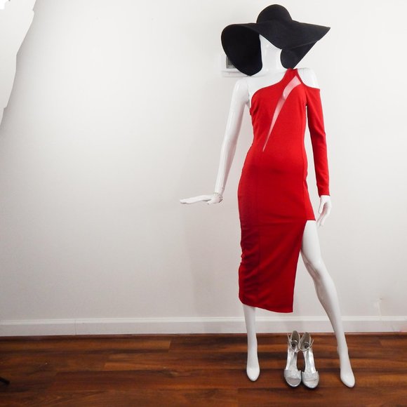 One sleeve Mesh Paneled Scarlet Red New - Picture 7 of 14